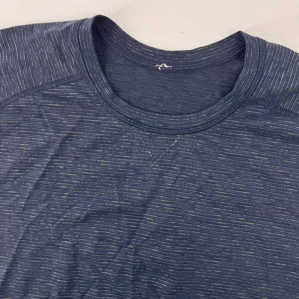 Lululemon Metal Vent Tech Shirt Mens L Navy Lime Space Dye Short Sleeve